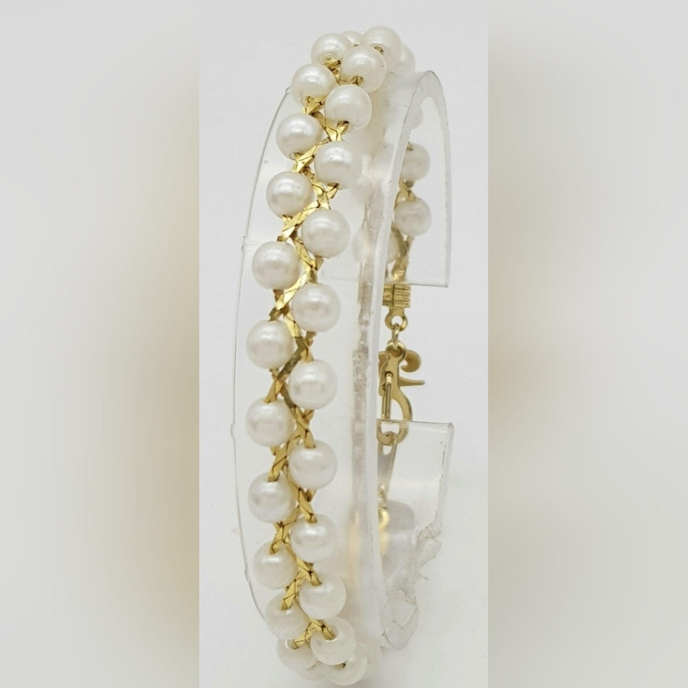 PIERRE CARDIN Gold and Pearl Necklace & Bracelet Gift Set IOB Cardin Jewelry Box - Picture 4 of 9